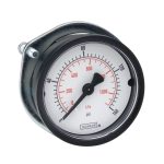 Noshok 25-110-1000-psi/kPa-SSB-PMC-BP3 1/4 NPT Back Conn 2.5 ABS Case Gauge, SS Bezel, Panel Mount Clamp, 0.3 mm Brass Press Fit Orifice