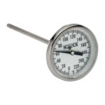 2" Bimetal Thermometer, 1/4" NPT Back Conn, 6" Stem Length, 0/150 C, .250" Diameter