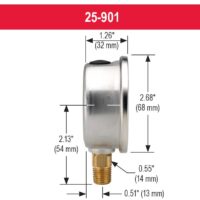 Noshok 25-901-15-psi/kg/cm2-CC 1/4 NPT Bottom Conn 2.5 SS Case Filled Gauge, Certified Calibration