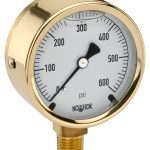 NOSHOK 25-300-160-psi NPT Bottom Connection 2.5" Brass Case Pressure Gauge-160 psi
