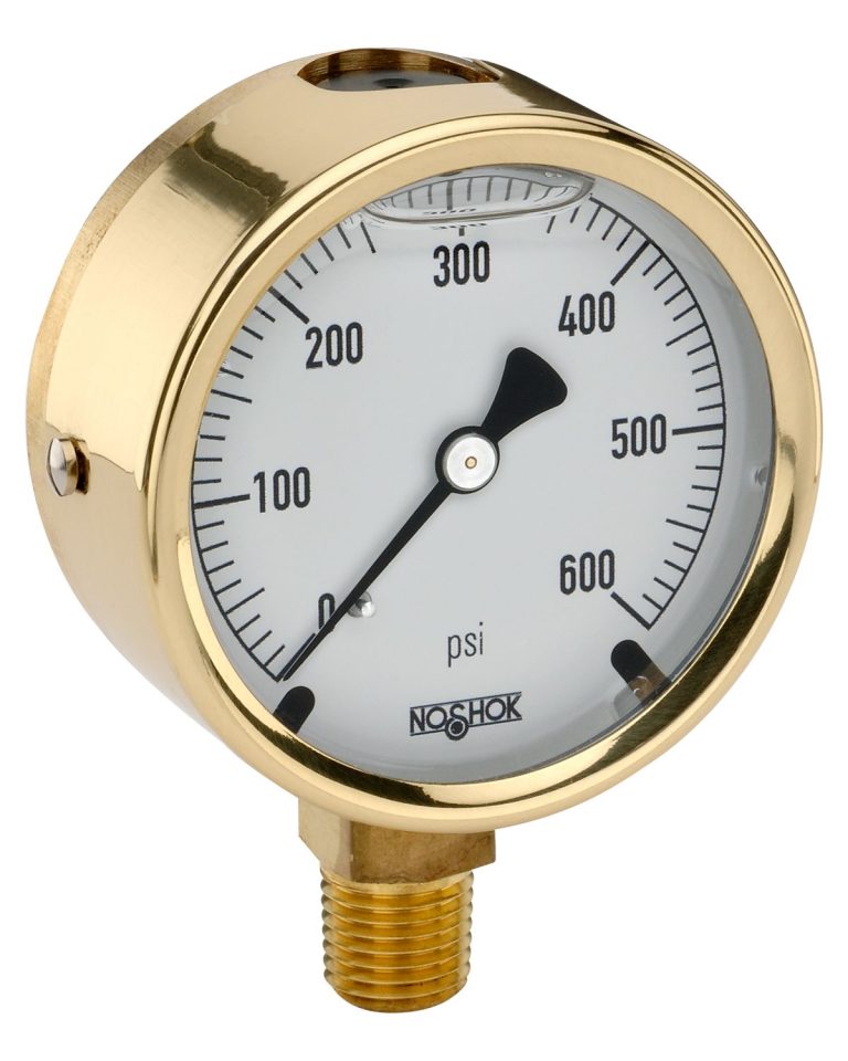 Pressure Gauge, 2.5" Brass Case, Copper Alloy Internals, 60 psi, 1/4 NPT Male Bottom Conn, Glycerin Filled