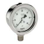Noshok 25-500-60-psi/kPa-GY40 1/4 NPT Bottom Conn, 2.5 Stainless Steel Gauge, -40 Degree Service Fill