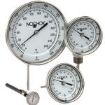 NOSHOK 30-110-060-0/250-F/C 3" Bimetal Thermometer, 1/2" NPT Back Conn, 6" Stem Length, 0/250 F/C, .250" Diameter