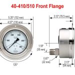 Noshok 40-510-15-psi/kPa-1/4-SSFF-MIP 1/4 NPT Back Conn,4 inch Stainless Steel Gauge, Glycerin Filled, SS Front Flange, Maximum Indicating Pointer
