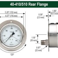 Noshok 40-510-30-vac/bar-1/4-SSRF-AP-MIP 1/4 NPT Back Conn, Stainless Steel filled vGauge