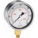 NOSHOK 40-911-5000-psi-SSFF-BT8 1/4 NPT Back Conn, Stainless Steel Case Gauge, Glycerin Filled , SS Front Flange, 0.8 mm Brass Threaded Orifice