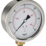Noshok 40-901-300-psi/bar-BT8-CC 1/4 NPT Bottom Connection, Stainless Steel Case Pressure Gauge, Glycerin Filled, 0.8 mm Brass Threaded Orifice,NIST Certified Calibration