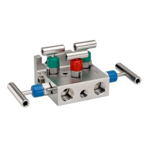 5 Valve Manifold, Hard Seat, Flange x 1/2 NPT Female, 316 SS, 0.187" Orifice