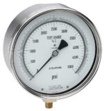 Vacuum and compound ranges through 0 psi to 6,000 psi