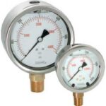 Noshok 40-911-200PSI/BAR/SSFF 4.5"Pressure Gauge,200PSI,Front Flange,Dual Scale,1/4"NPT,Back