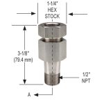 NOSHOK 104-SAS 1/2" NPT M - F 316SS Swivel Adapter