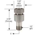 NOSHOK 102-SAS 1/4 NPT M - F 316SS Swivel Adapter