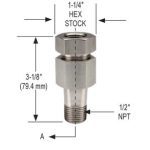 NOSHOK 102-SAS 1/4 NPT M - F 316SS Swivel Adapter