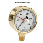 Noshok 25-310-5000-psi-MIP-CBU 1/4 NPT Back Conn,Chrome Bezel & U-Clamp 2.5 Brass Case Gauge, Glycerin Filled, Maximum Indicating Pointer