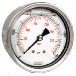 NOSHOK 40-911-300-psi/kPa-MIP 1/4 NPT Back Conn, Stainless Steel 4 INCH Case Gauge, Glycerin Filled , Maximum Indicating Pointer