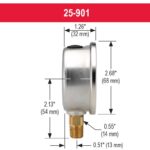 Noshok 25-901-10000-psi/kPa-SG 1/4 NPT Bottom Conn 2.5 SS Case Filled Gauge, Safety Glass Lens