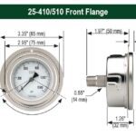 Noshok 25-410-600-psi-SSFF 1/4 NPT Back Conn, 2.5 Stainless Steel Gauge, SS Front Flange