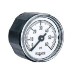 Pressure Gauge, 1" ABS Case & Socket, Copper Alloy Bourdon Tube, 60 psi, 1/8 NPT Back Conn