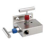 NOSHOK 210002-MMS 2-Valve Narrow Block & Bleed Manifold Valve Soft Seat, Flange x Flange w/ 1/4 NPT Vent, 316 SS,