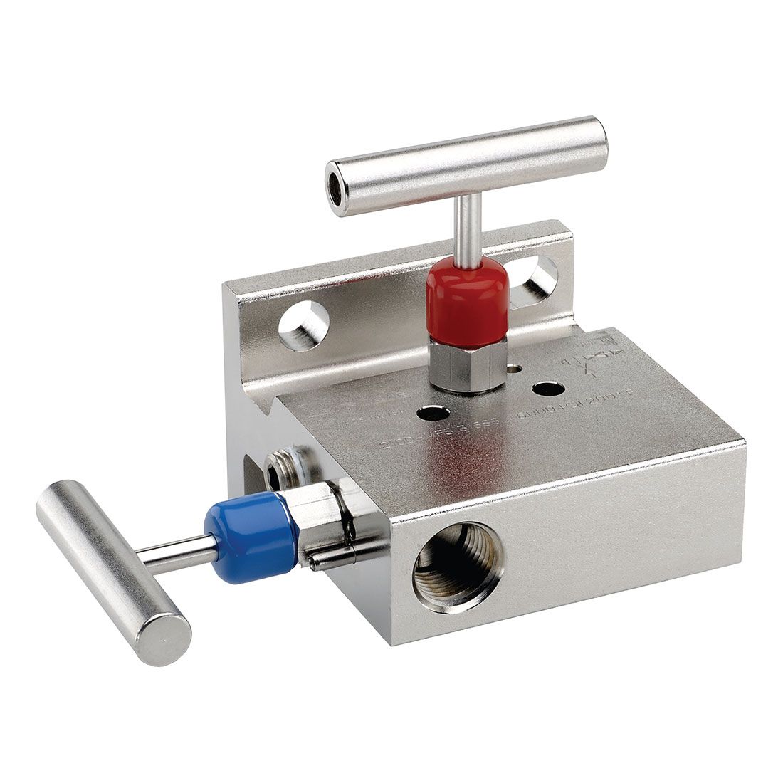 2000-MFS-Manifold_2 NOSHOK 210002-MMS 2-Valve Narrow Block & Bleed Manifold Valve Soft Seat, Flange x Flange w/ 1/4 NPT Vent, 316 SS, - Image 1