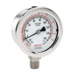 Noshok 25-500-30/160-Ammonia-ST8 1/4 NPT Bottom Conn 2.5 Stainless Steel Gauge, Glycerin Fill, 0.8 mm SS Threaded Orifice