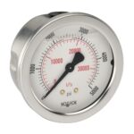 Pressure Gauge, 2.5" 304SS Case, Copper Alloy Internals, 3000 psi/kg/cm2, 1/4 NPT Male Back Conn, Glycerin Filled
