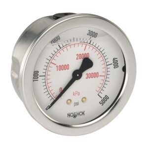 Pressure Gauge, 2.5" 304SS Case, Copper Alloy Internals, 3000 psi/kg/cm2, 1/4 NPT Male Back Conn, Glycerin Filled