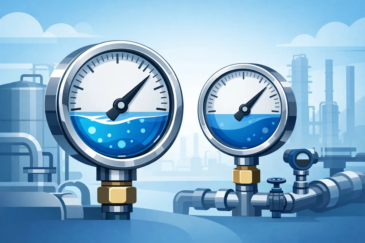 Liquid Filled Pressure Gauges for Industrial Service