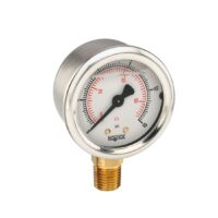 Pressure Gauge, 2" 304SS Case, Copper Alloy Internals, 160 psi/kPa, 1/4 NPT Male Bottom Conn, Glycerin Filled Gauge